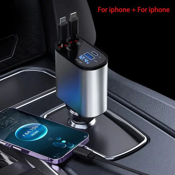 Charge Master 4-in-1 Retractable Car Charger