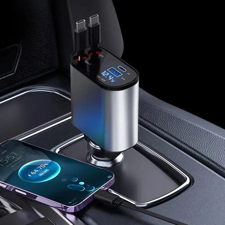 100W 4-in-1 Retractable Car Charger